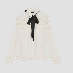 Zara Ruffled Blouse With Contrasting Bow